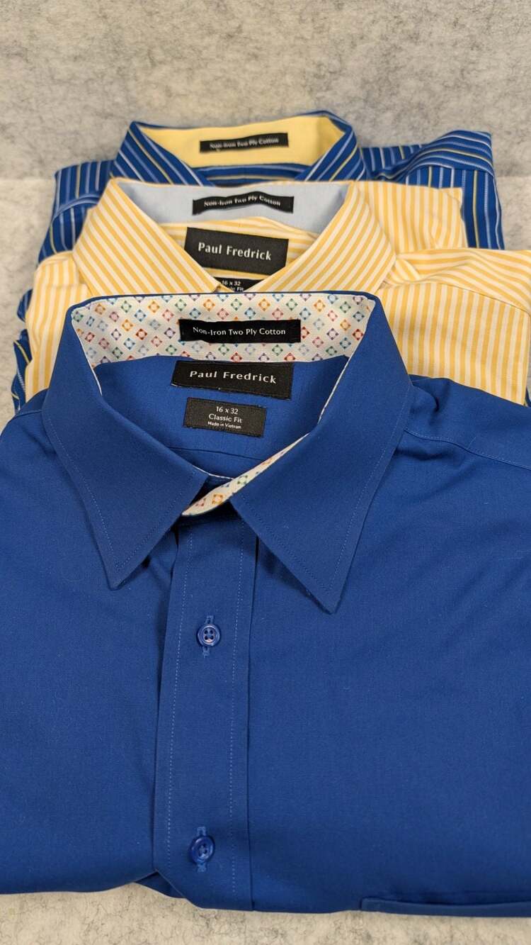 Paul Fredrick Classic Fit Non-Iron Dress Shirt Set of 3 Size 16 x 32
